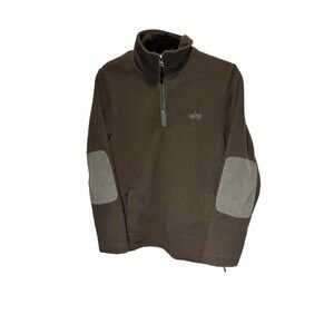 Alpha Industries S Ribbed Polar Fleece Pullover Sweater Mens Elbow Pads Military